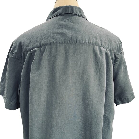 Panama Jack Mens XXL Button Up Shirt Blue Short Sleeve Ramie Cotton Relaxed Fit - Picture 8 of 8